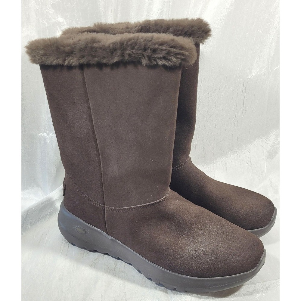 Sketchers Women's Leather Air cooled Goga Mat Faux Fur Lined Boots - Brown - 6.5
